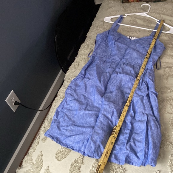 ADORABLE 100% Linen Cynthia Rowley Denim Blue Jumper Dress. Size Small. - Picture 8 of 8